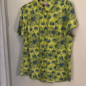 Dixxon womens Green and Blue Hawaiian Shirt